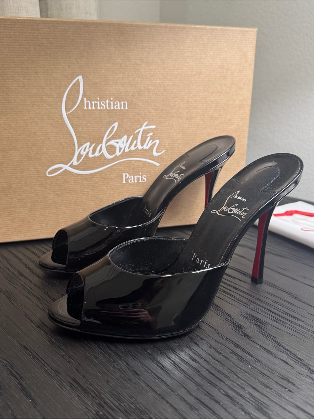 Christian Louboutin Me Dolly 100 Sandals Patent Black 37.5